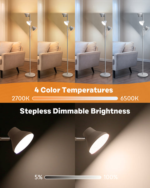 SIBRILLE FLH-036-F2 36W Floor Lamp | Silver